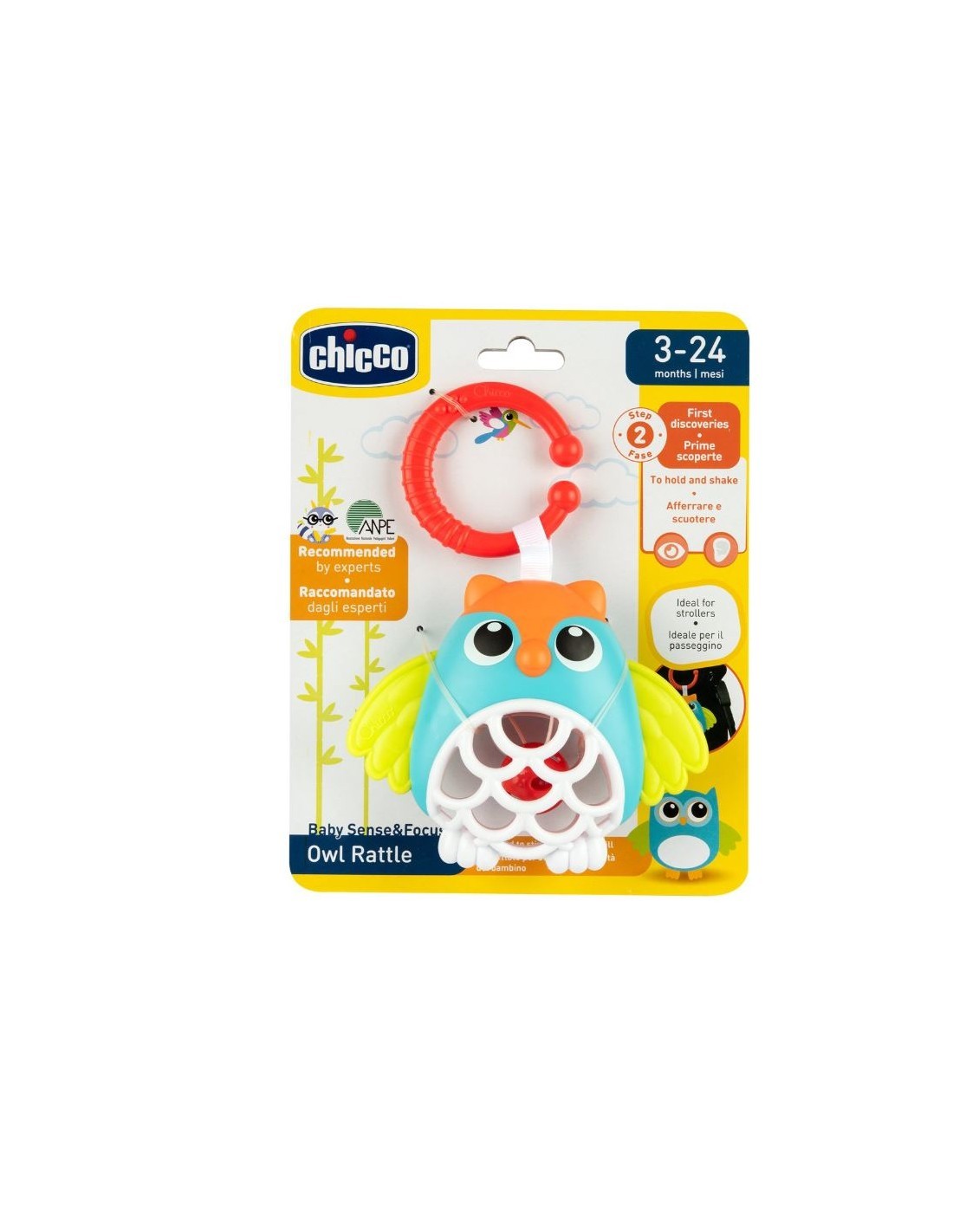 Chicco Sonaglio Musicale a Forma di Gufo - Trillino Elettronico per Bambini 6-36 Mesi