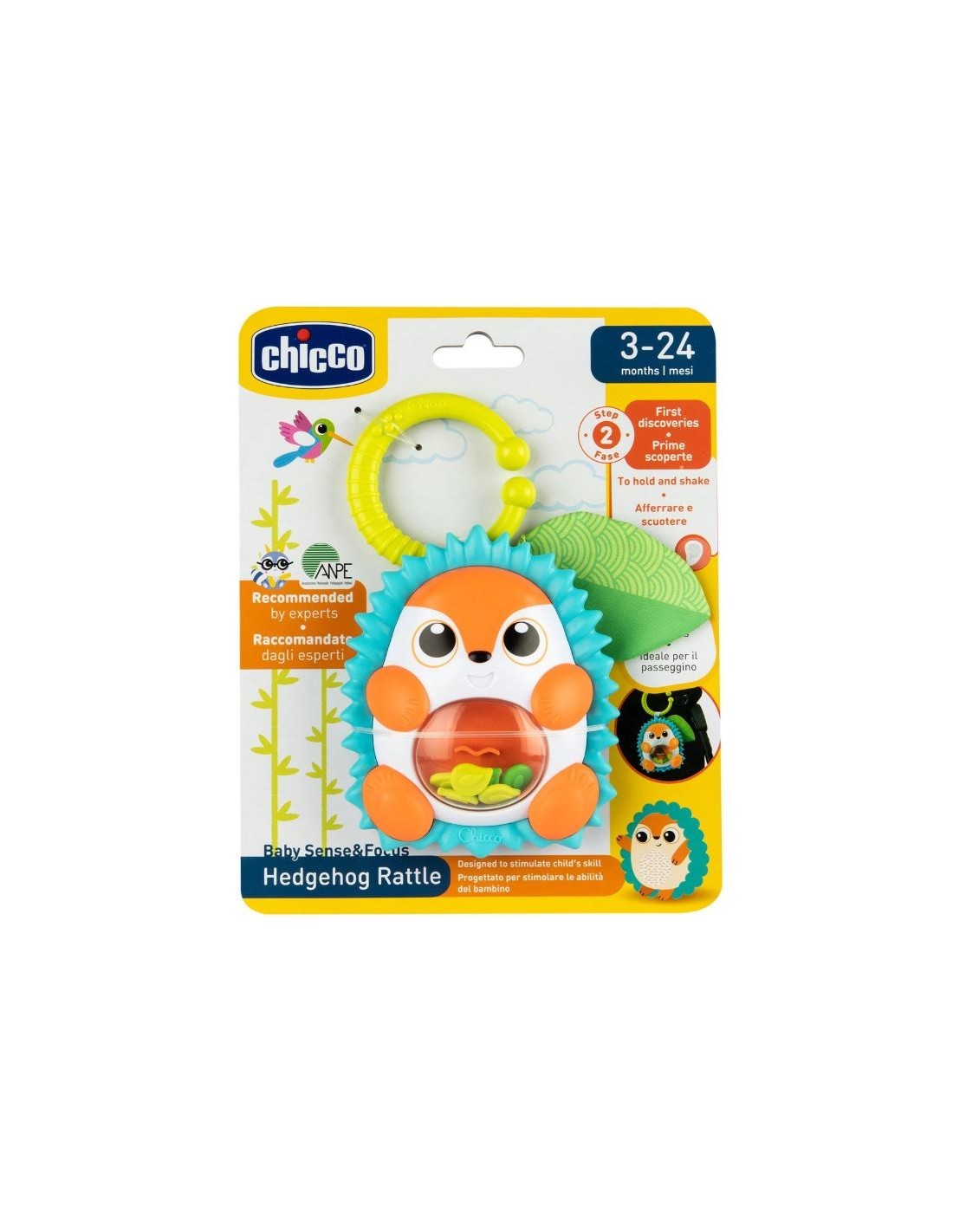 Chicco Sonaglio Musicale a Forma di Riccio - Giocattolo Elettronico per Bambini 6-36 Mesi