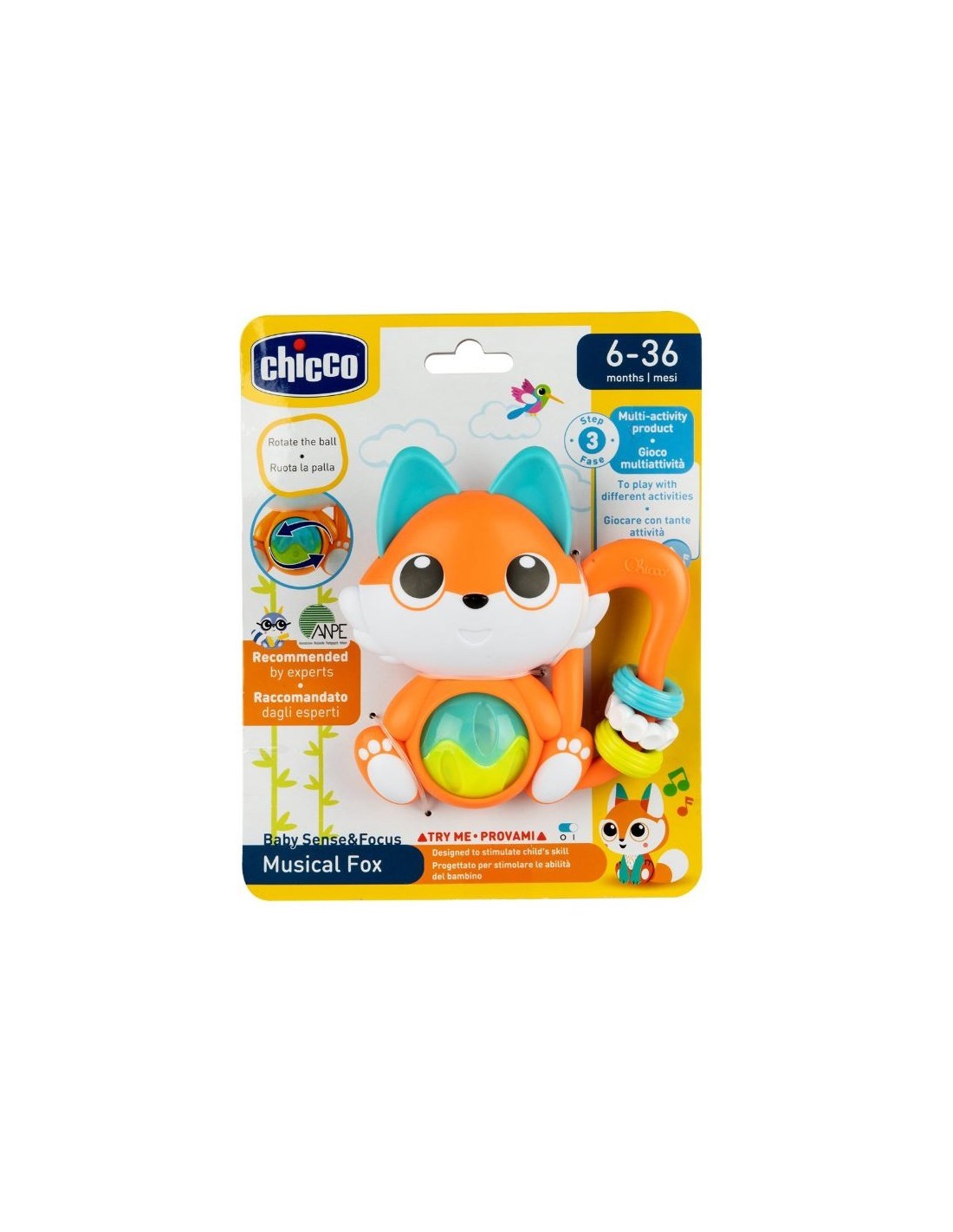 Chicco Sonaglio Musicale a Forma di Volpe per Neonati
