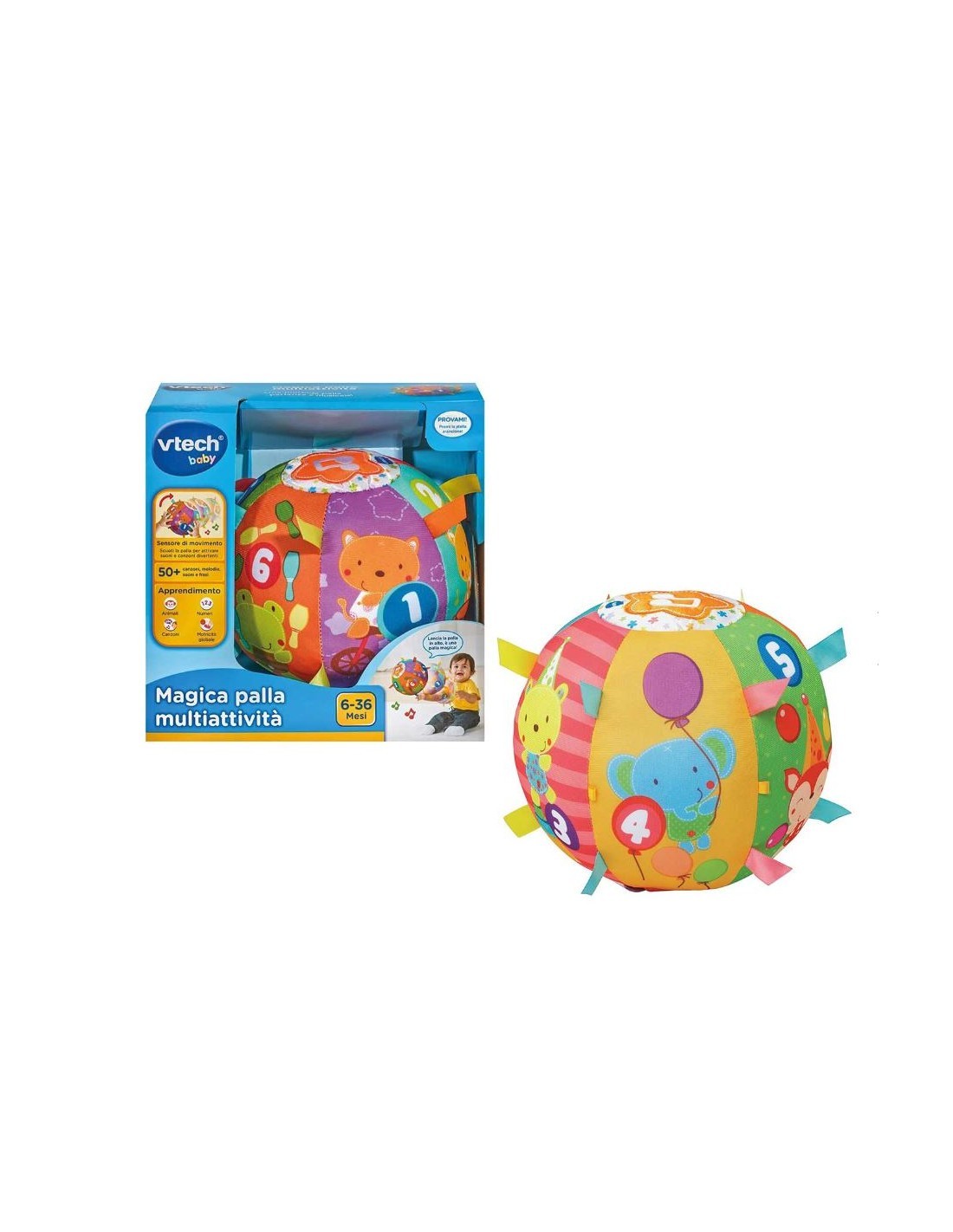 Baby Palla Multiattività, Giocattolo Interattivo Morbido, Canzoni e Suoni, Apprendimento dei Numeri, Sicura e Lavabile