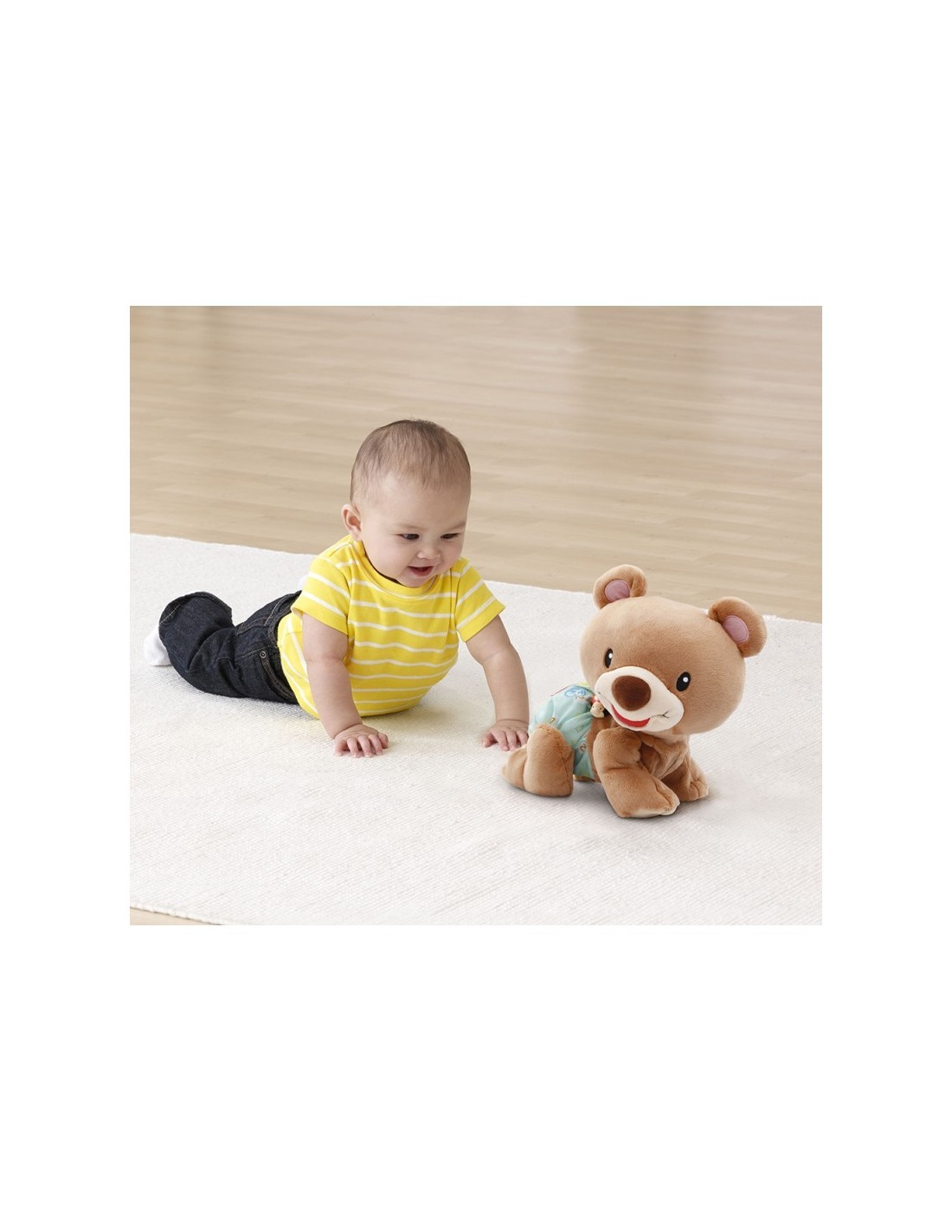 Baby Teddy Canta e Gattona, Orsacchiotto Interattivo per Neonati, Pulsanti Interattivi, Melodie e Canzoni