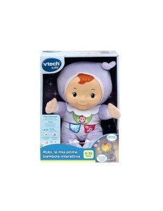 Baby Robi Bambola Interattiva, Rassicurante e Calmante con Luce, Melodie e Suoni della Natura, Lavabile e Timer Regolabile