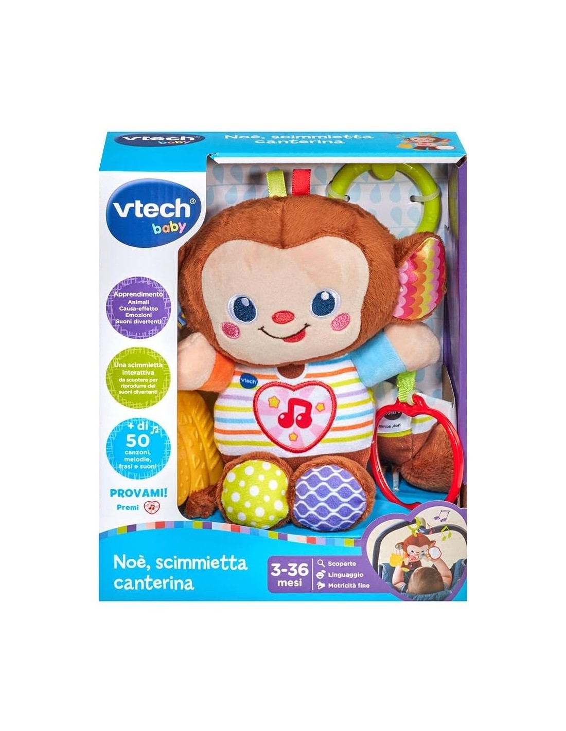 VTech Noè Scimmietta Canterina - Sonaglio Interattivo per Neonati 3-36 Mesi