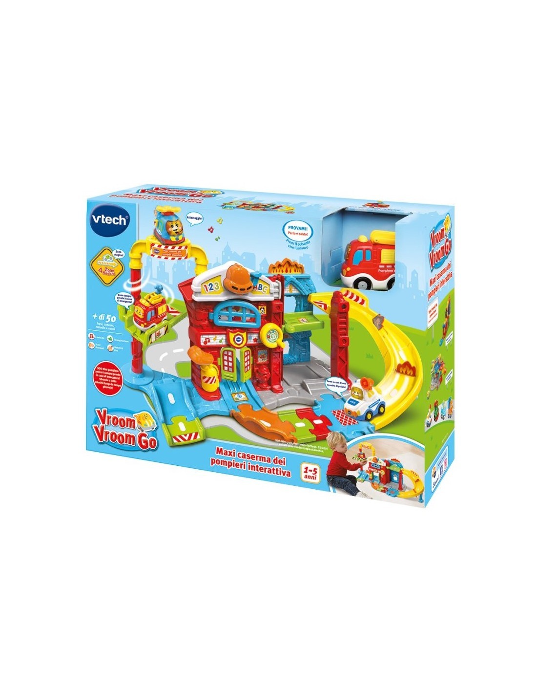 VTech Vroom Vroom Go - Maxi Caserma dei Pompieri Interattiva 1-5 Anni