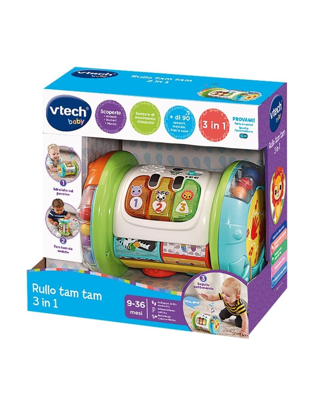 VTech Rullo Tam Tam 3 in 1 - Rullo Multiattività Interattivo 9-36 Mesi