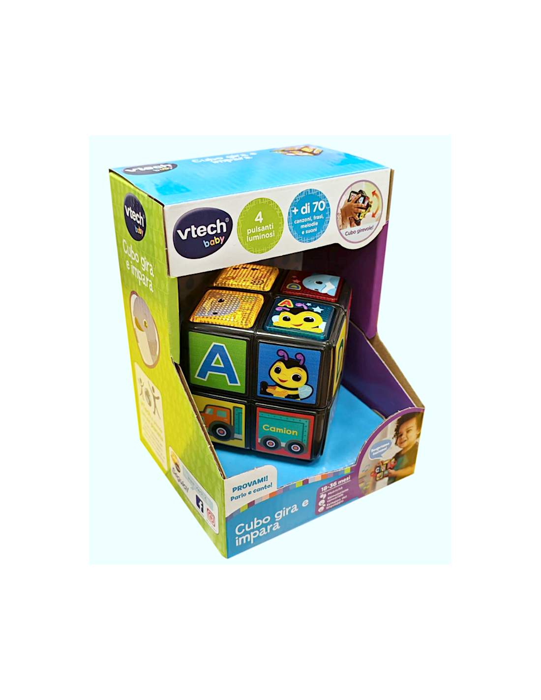 VTech Cubo Gira e Impara - Gioco Educativo Interattivo 18-36 Mesi