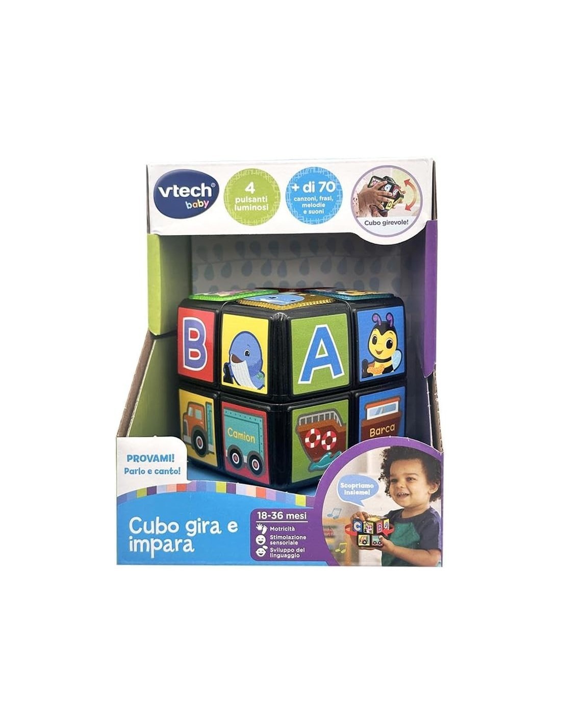 VTech Cubo Gira e Impara - Gioco Educativo Interattivo 18-36 Mesi