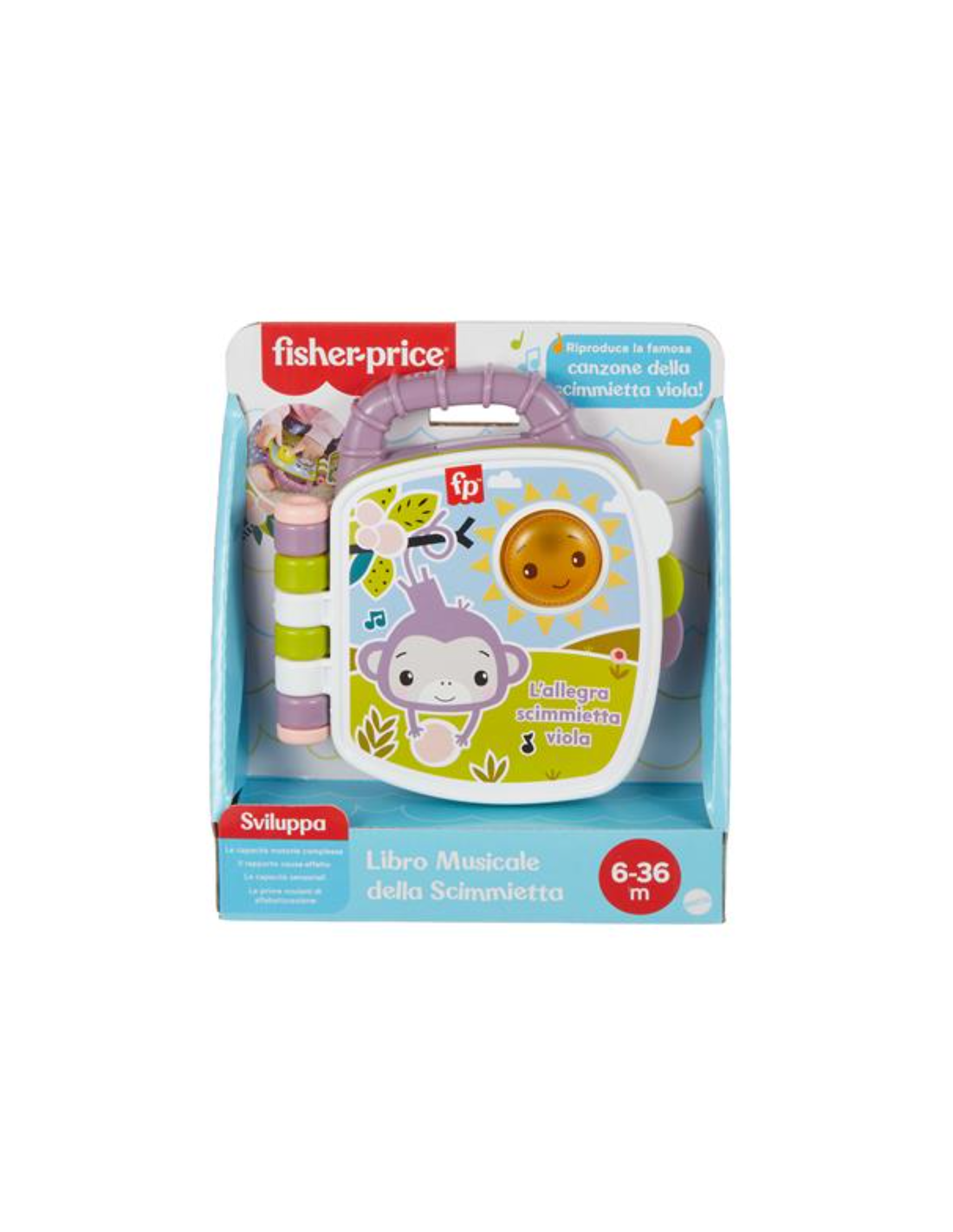 Fisher-Price – Il Libro delle Canzoncine della Scimmietta Viola, Giocattolo Musicale Interattivo 6+ mesi