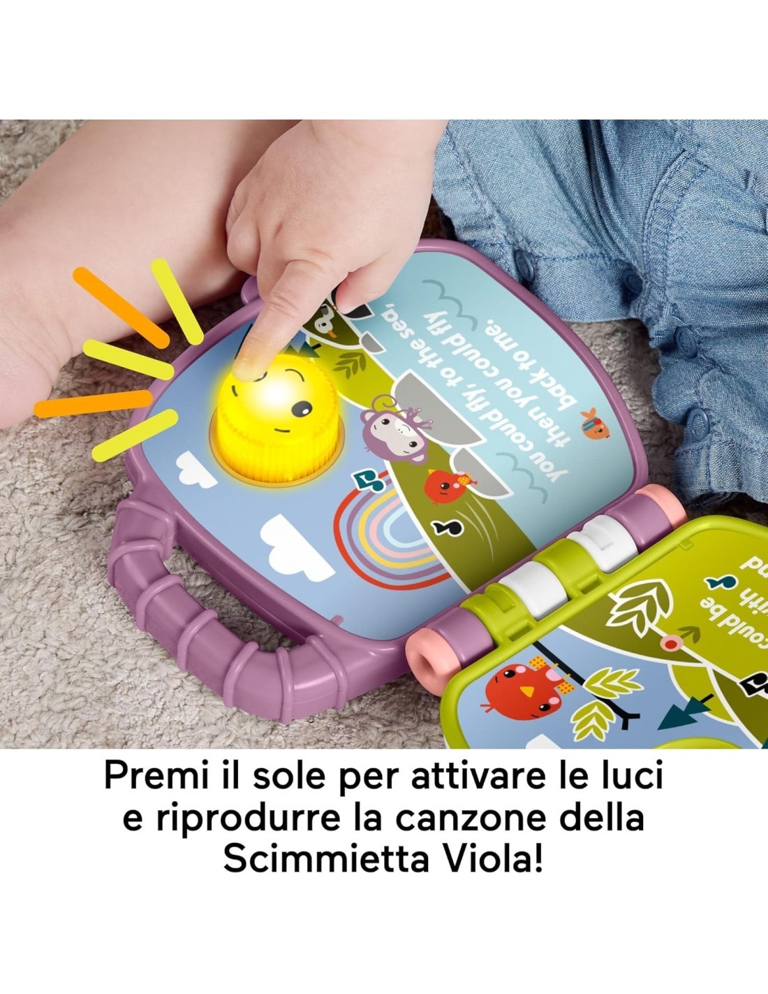 Fisher-Price – Il Libro delle Canzoncine della Scimmietta Viola, Giocattolo Musicale Interattivo 6+ mesi