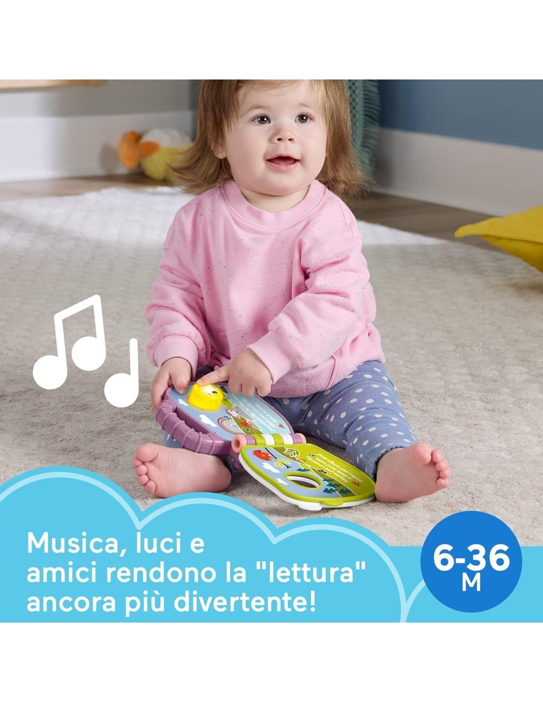 Fisher-Price – Il Libro delle Canzoncine della Scimmietta Viola, Giocattolo Musicale Interattivo 6+ mesi