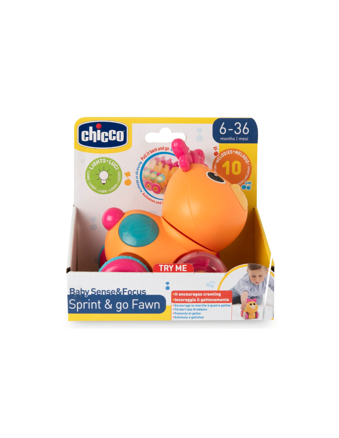 Chicco Sprint & Los Reh – Cervo Interattivo Pull-and-Go con Luci, Suoni e Melodie