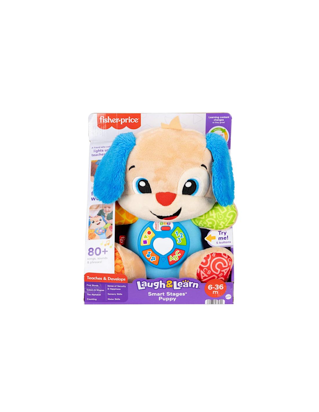 Fisher-Price – Cagnolino Ridi e Impara Smart Stages Multilingue, Peluche Musicale Interattivo 6+ mesi
