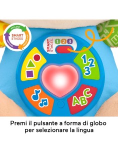 Fisher-Price – Cagnolino Ridi e Impara Smart Stages Multilingue, Peluche Musicale Interattivo 6+ mesi