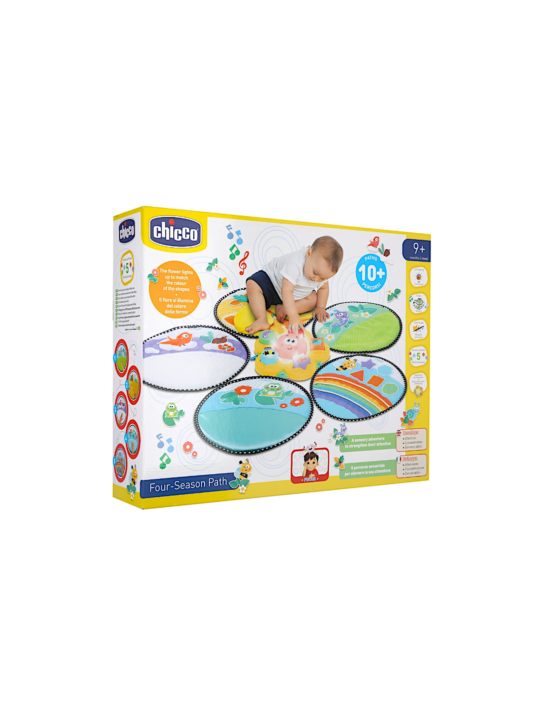CHICCO 11315 IL SENTIERO DELLE STAGIONI, GIOCO EDUCATIVO SENSORIALE, TAPPETO 2 IN 1