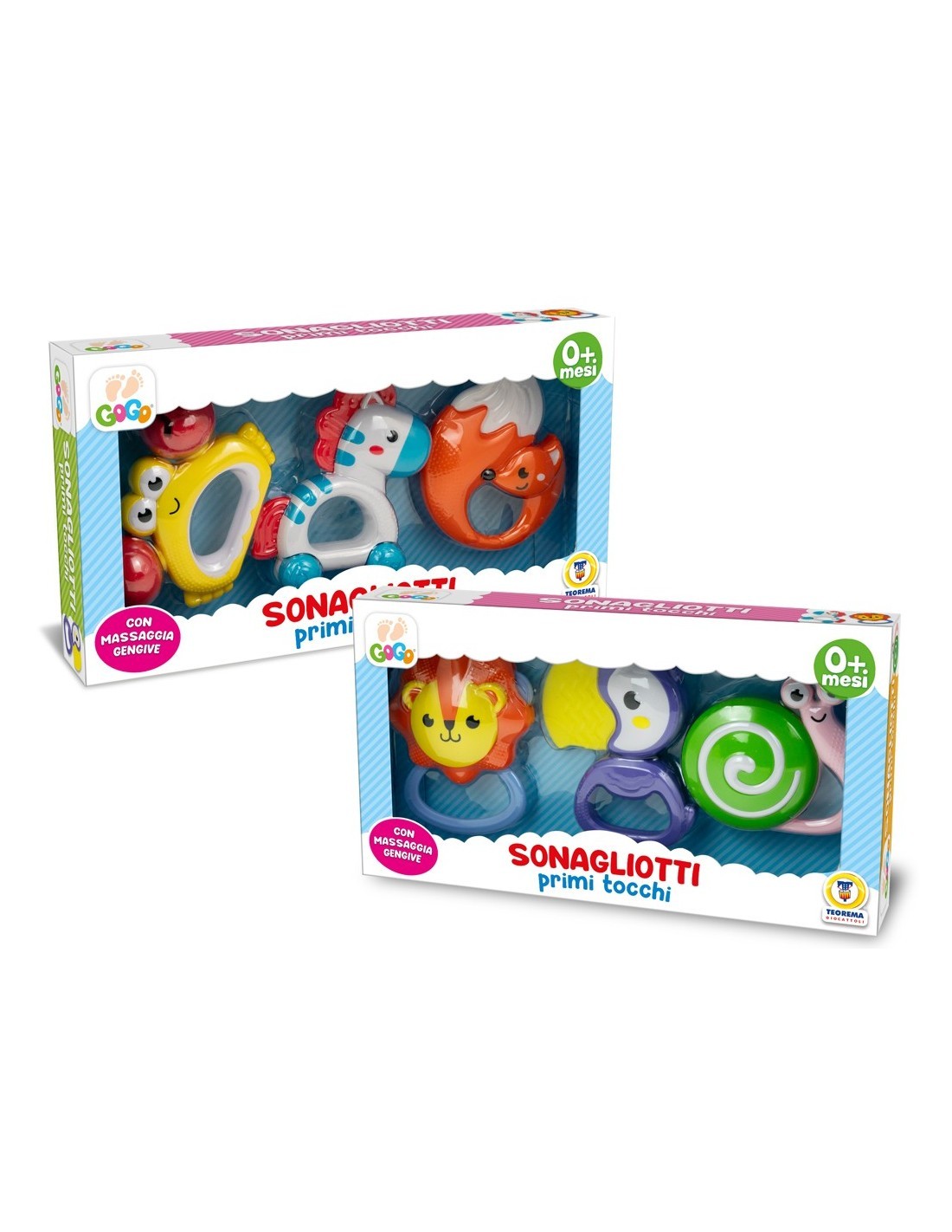 GOGO - SONAGLI CON MASSAGGIAGENGIVE2 MODELLI ASSORTITO PER NEONATI