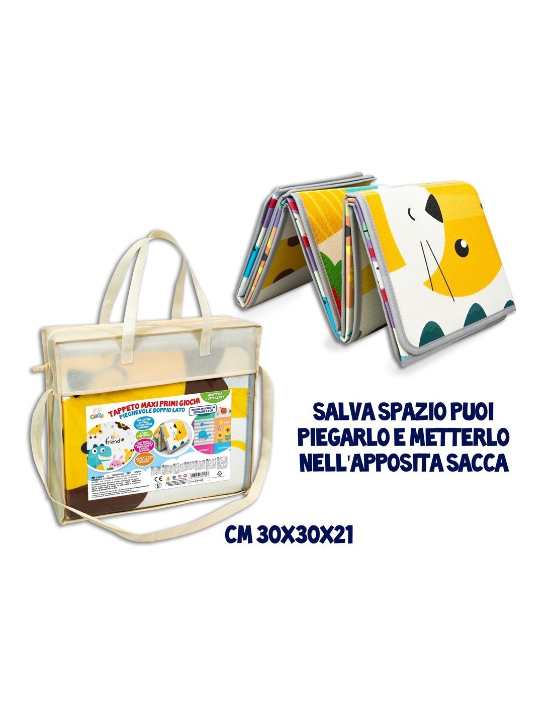 GOGO - TAPPETONE DOUBLE FACE 180X200CM PIEGHEVOLE