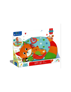 Cuscino Tummy Time per Neonati con Giochi Sensoriali – Cuore Mordicchioso e Gattino Frusciante