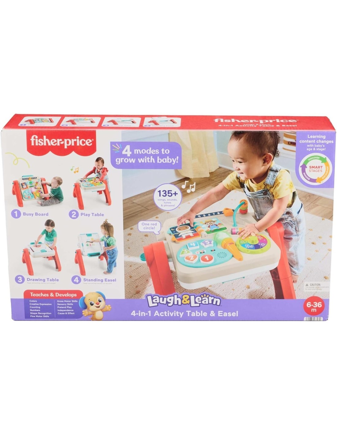 TAVOLINO ATTIVITÀ, 4 IN 1, FISHER-PRICE, MULTILINGUA, INTERATTIVO, LUCI, SUONI, CAVALLETTO, 6 MESI+, GIOCATTOLO EDUCATIVO,