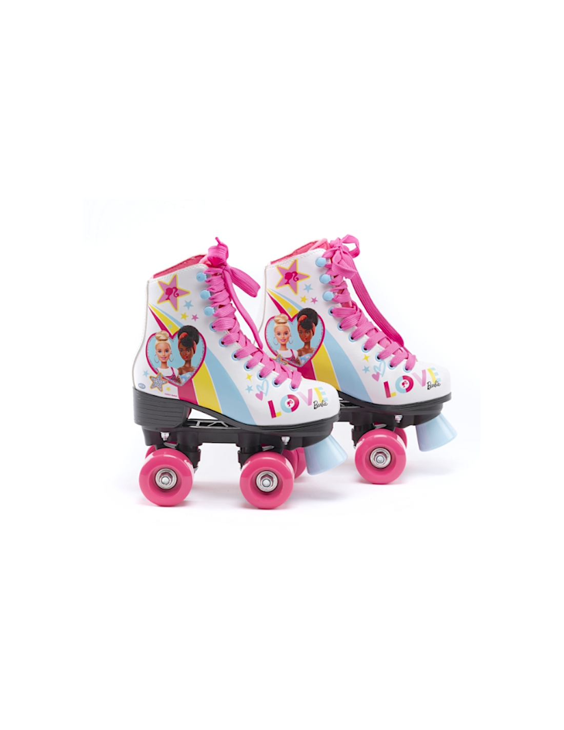 PATTINI A ROTELLE BAMBINA DI BARBIE, 4 RUOTE, FRENO POSTERIORE, STIVALETTO ALTO, LACCI, PELLE SINTETICA, ETA 4 ANNI+