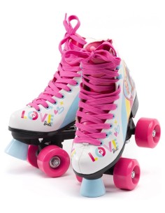 PATTINI A ROTELLE BAMBINA DI BARBIE, 4 RUOTE, FRENO POSTERIORE, STIVALETTO ALTO, LACCI, PELLE SINTETICA, ETA 4 ANNI+ 2