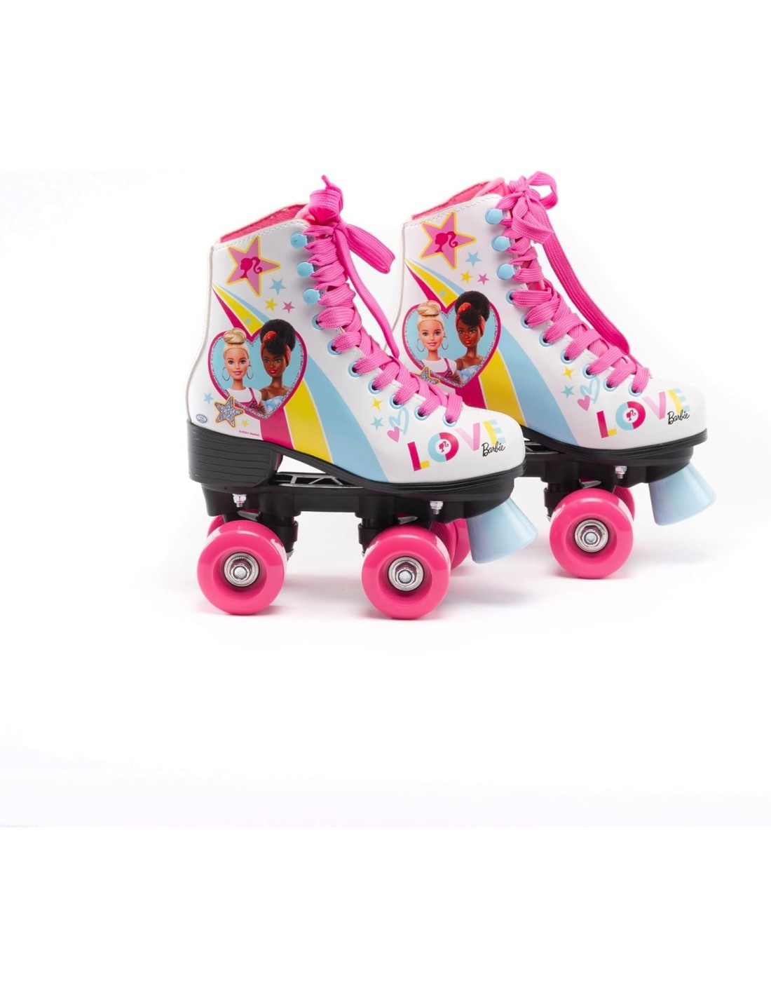 PATTINI A ROTELLE BAMBINA DI BARBIE, 4 RUOTE, FRENO POSTERIORE, STIVALETTO ALTO, LACCI, PELLE SINTETICA, ETA 4 ANNI+