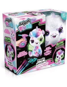 Rocco Giocattoli, Airbrush Plush Unicorno, Unicorno Brilla al Buio, Colorare e Personalizzare