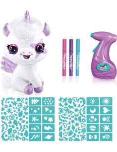 Rocco Giocattoli, Airbrush Plush Unicorno, Unicorno Brilla al Buio, Colorare e Personalizzare