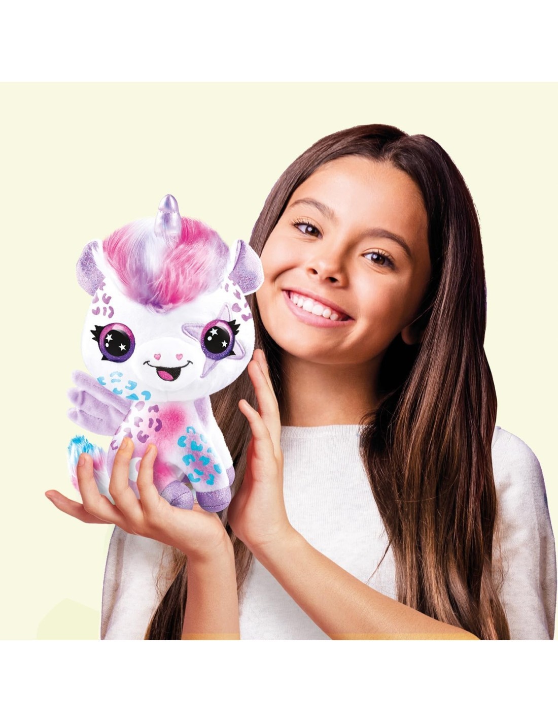 Rocco Giocattoli, Airbrush Plush Unicorno, Unicorno Brilla al Buio, Colorare e Personalizzare