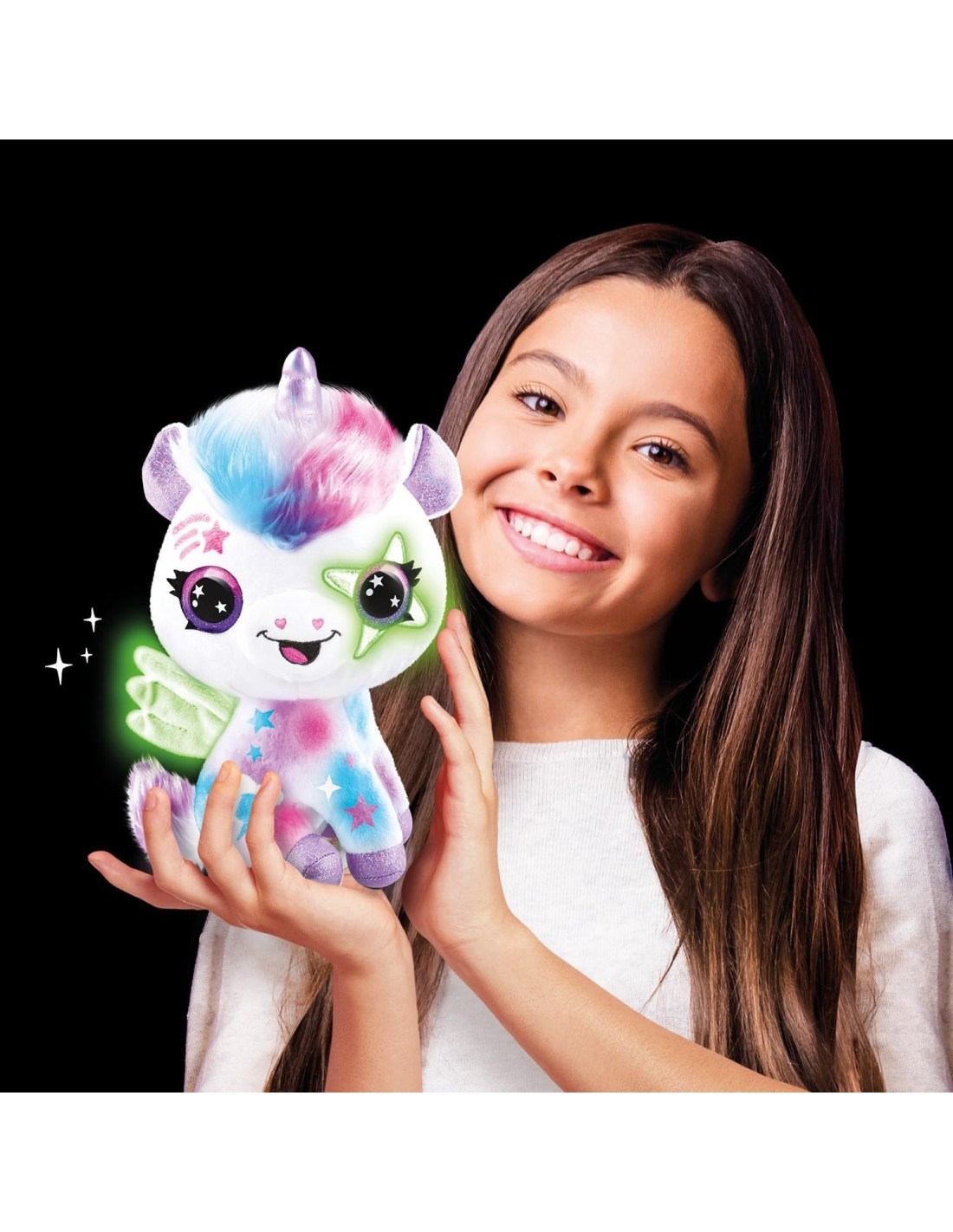 Rocco Giocattoli, Airbrush Plush Unicorno, Unicorno Brilla al Buio, Colorare e Personalizzare