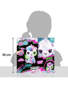 Rocco Giocattoli, Airbrush Plush Unicorno, Unicorno Brilla al Buio, Colorare e Personalizzare