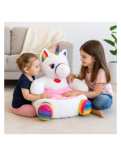 POLTRONCINA UNICORNO 50X50X50CM IN PELUCHE, COMODA E MORBIDA 2