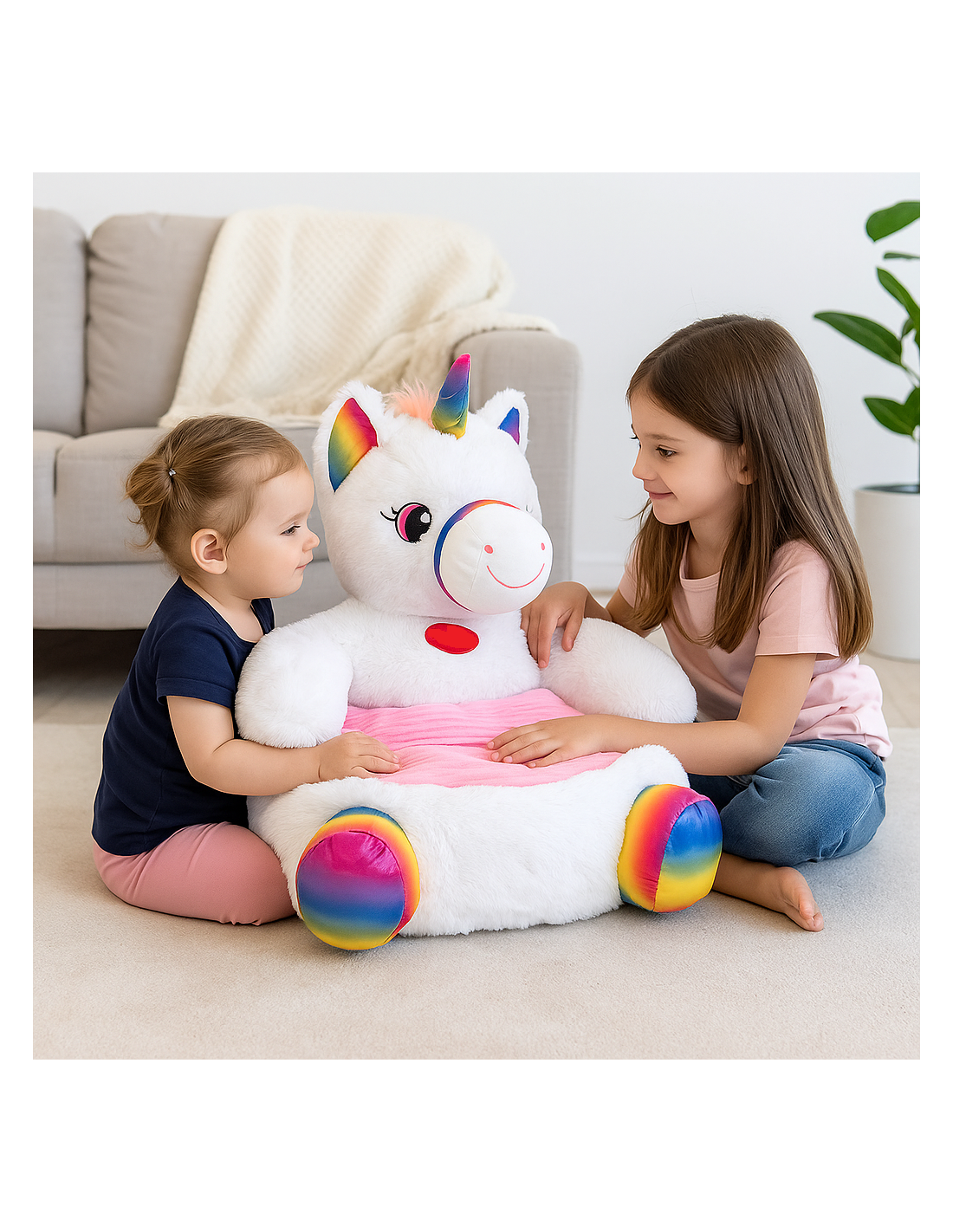 POLTRONCINA UNICORNO 50X50X50CM IN PELUCHE, COMODA E MORBIDA