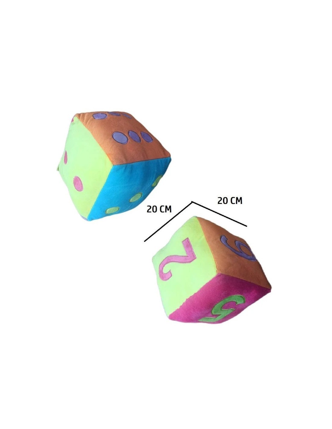 PELUCHE A FORMA DI  DADO COLORATO 20CM ASSORTITO