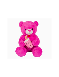 PELUCHE ORSO FUCSIA 80CM CON BUBBLE TEA