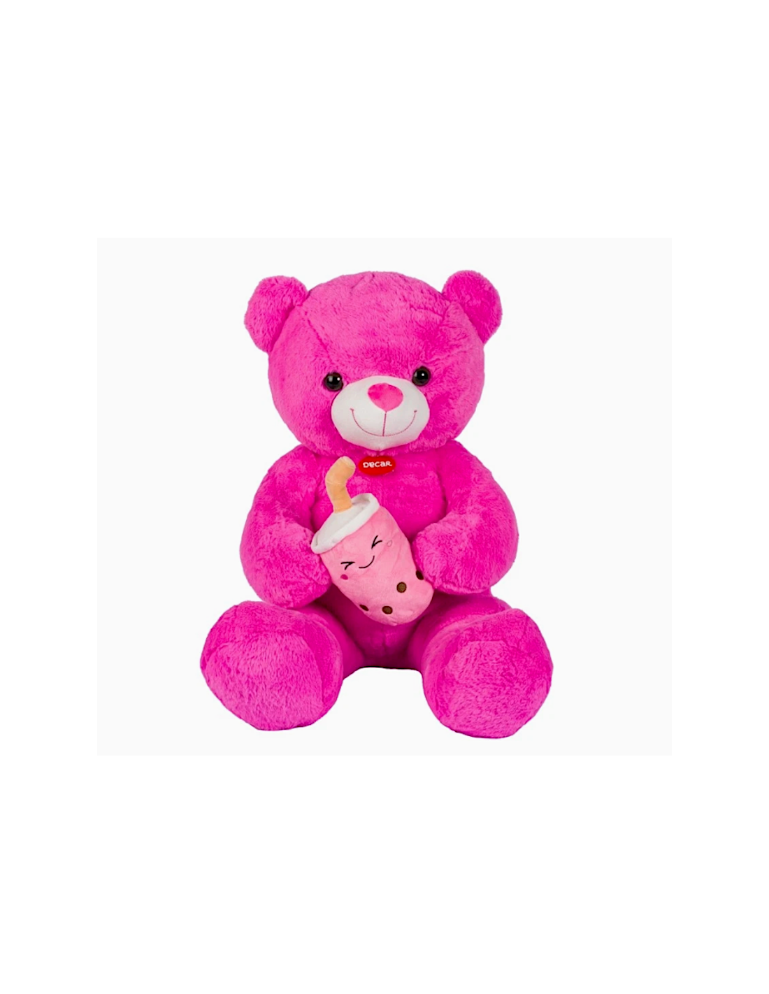 PELUCHE ORSO FUCSIA 80CM CON BUBBLE TEA