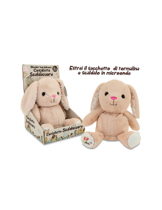 GOGO - CONIGLIETTO SCALDACUORE 24CM, PELUCHE MORBIDO, CUSCINO TERMICO