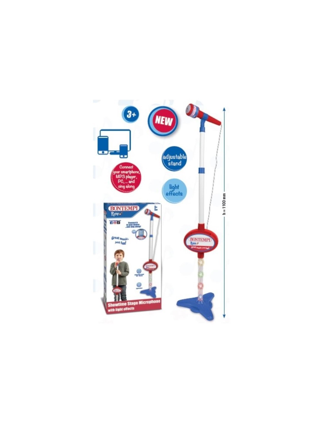 MICROFONO 400771 ROSA DA PALCO CON EFFETTO LUCI