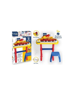 Tastiera 24 Tasti con Sgabello e Microfono Joe - Giocattolo Musicale per Bambini con Funzioni Aggiuntive