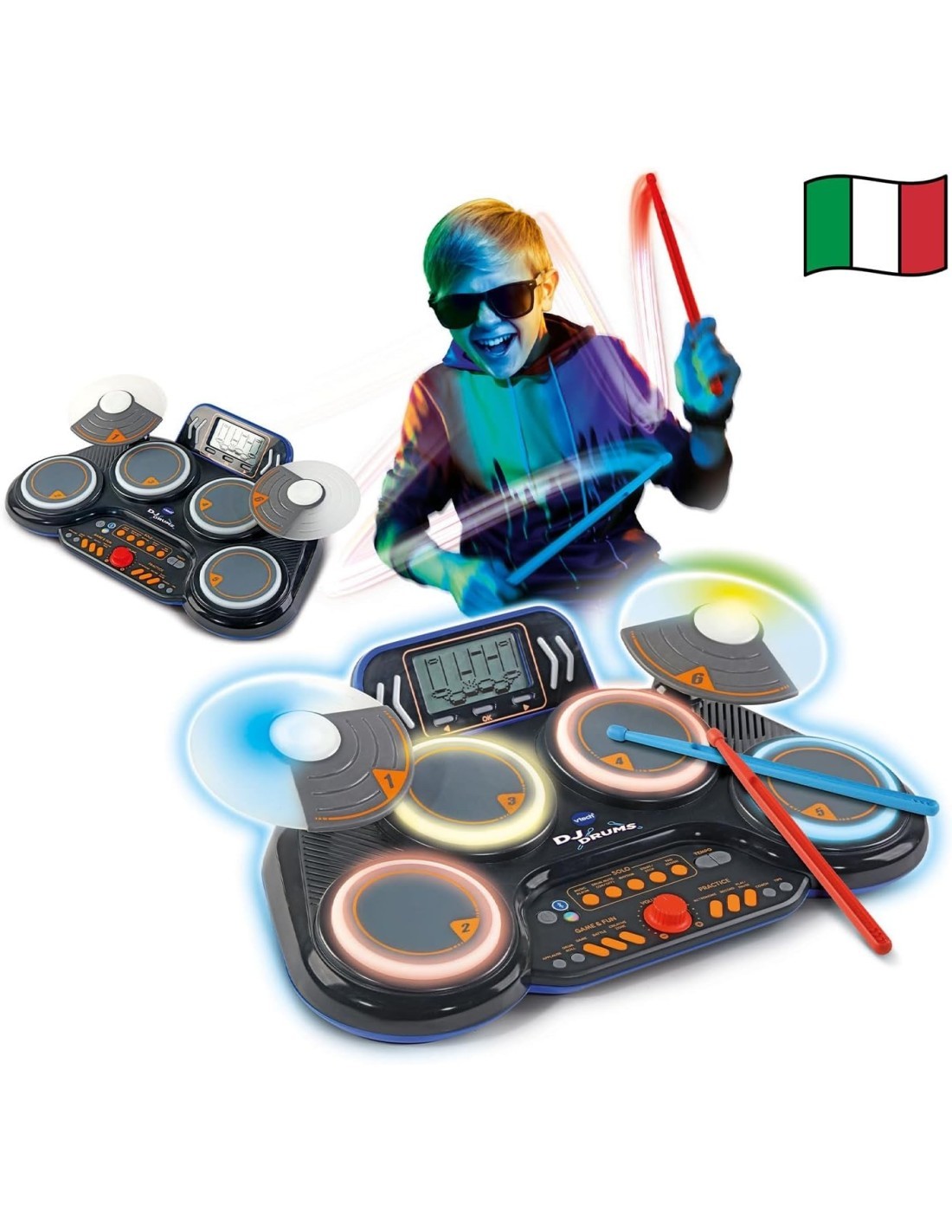 VTech Kidi DJ Drums - Batteria Elettronica Interattiva per Bambini 6+ Anni