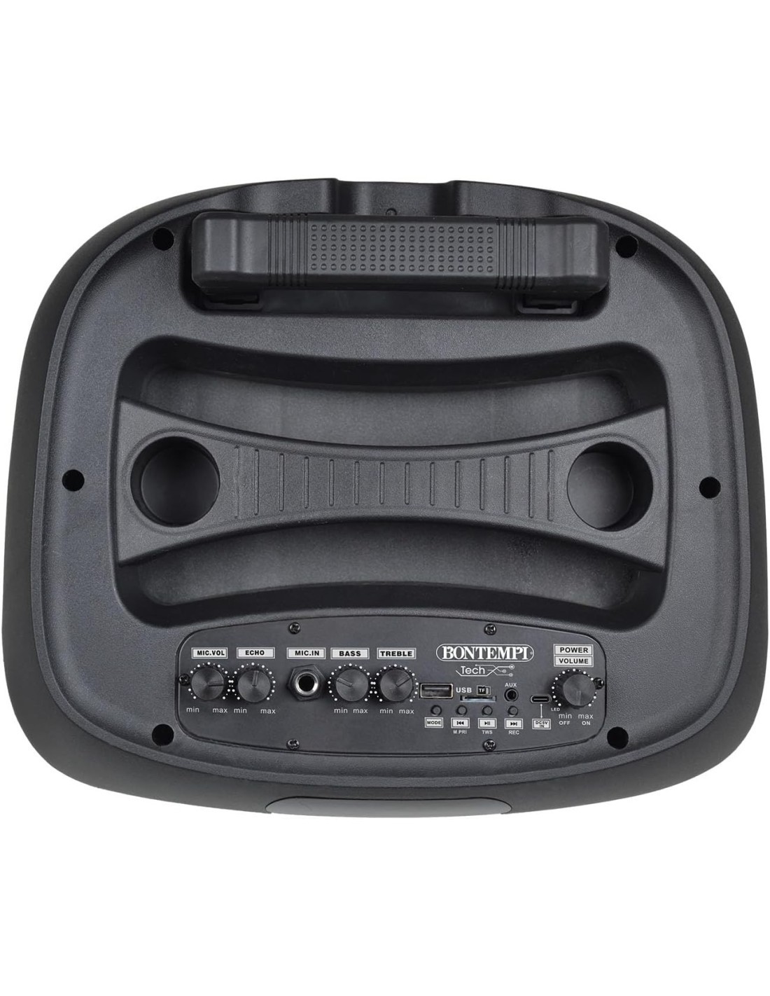 CASSA TROLLEY  WIRELESS 2 MICROFONI SENZA FILO, LUCI RGB, TELECOMANDO, DISPLAY, FUNZIONE TWS, 48X29X24 CM