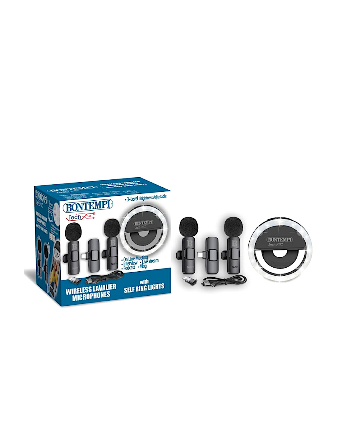 COPPIA MICROFONI WIRELESS CON ANELLO DI LUCE