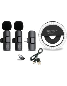 COPPIA MICROFONI WIRELESS CON ANELLO DI LUCE 2