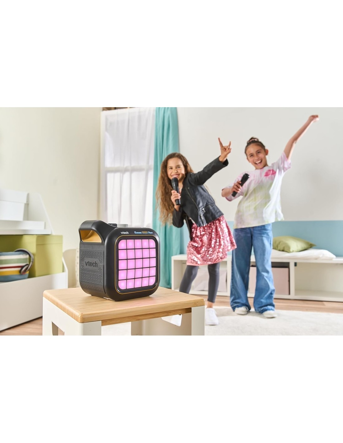 KARAOKE LIGHT PARTY, ALTOPARLANTE, BLUETOOTH, 2 MICROFONI, LUCI LED, EFFETTI VOCALI