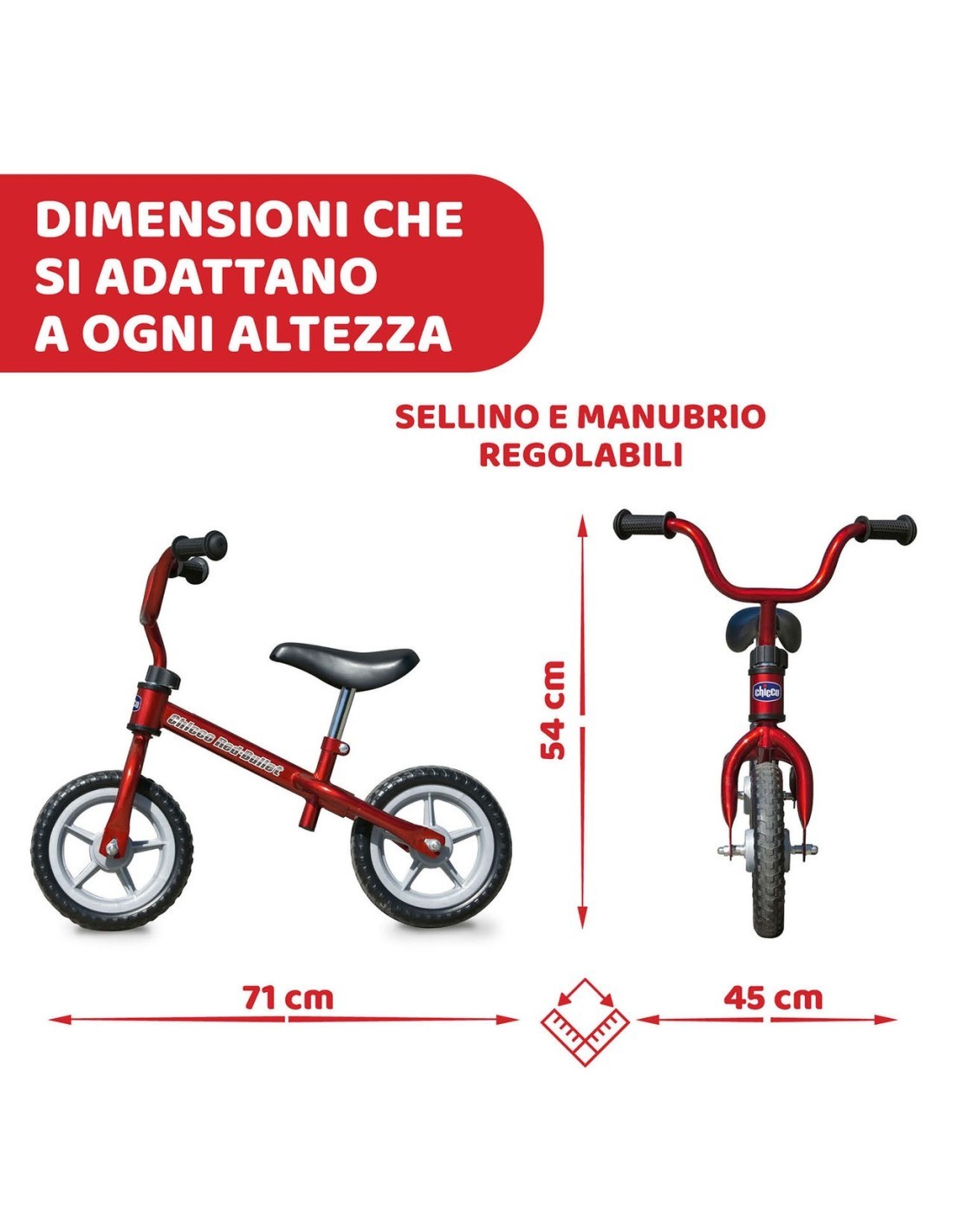 Chicco Balance Bike, Bicicletta Senza Pedali , Sella Manubrio Regolabili, Ultraleggero e Resistente, Pneumatici no Gonfiaggio