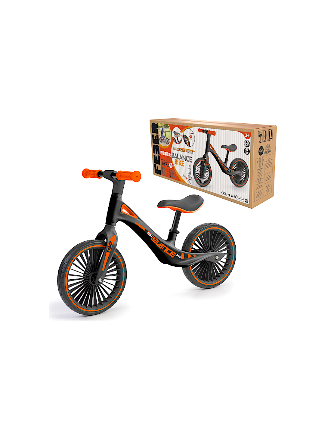Feber Balance Bike Bicicletta Senza Pedali Nero/Arancio