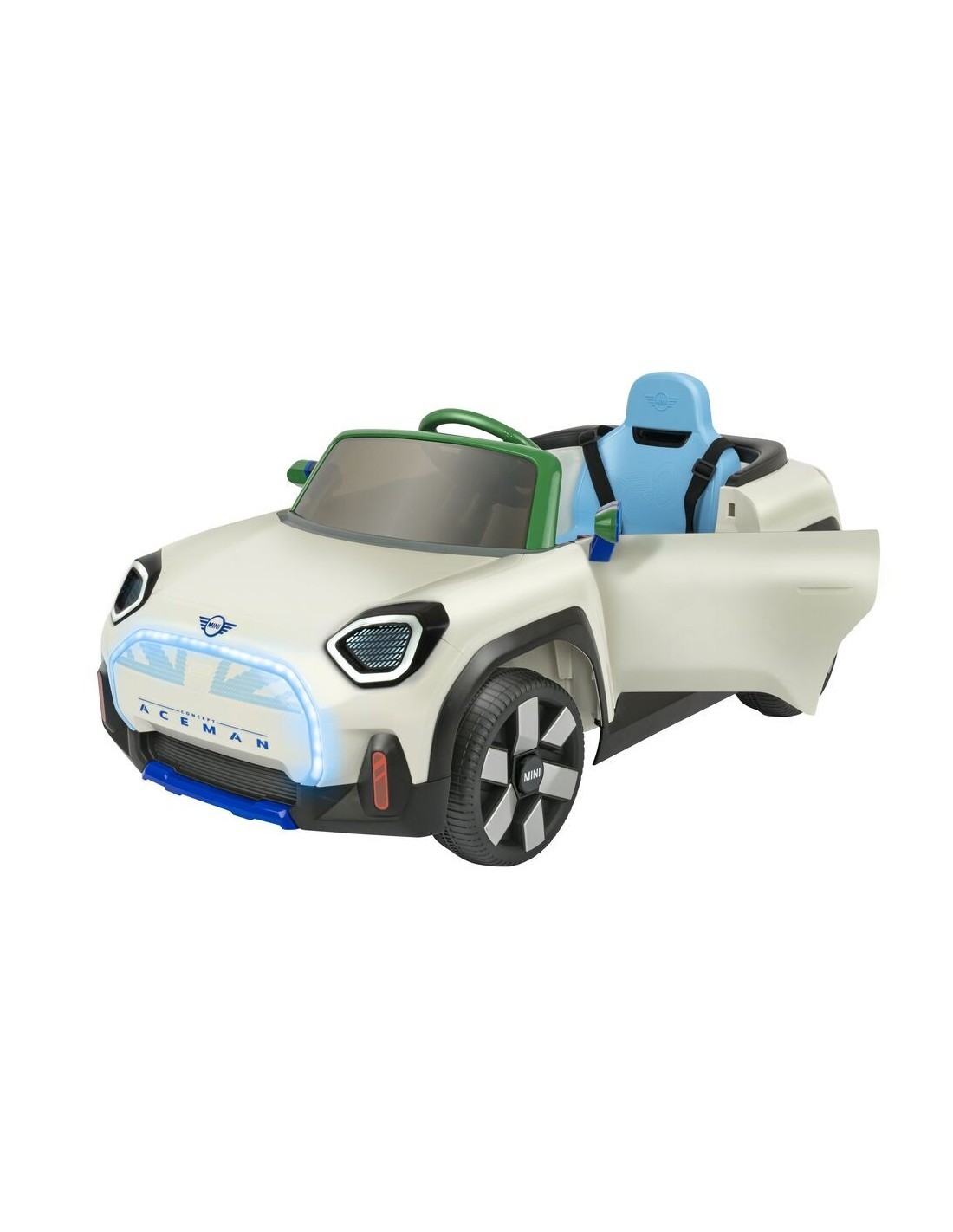 AUTO ELETTRICA, MINI ACEMAN, 12V, LITIO, TELECOMANDO PARENTALE, BLUETOOTH, MP3, USB, PORTE APRIBILI, LUCI LED, BAMBINI 3+