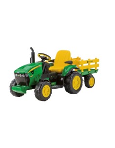 PEG PEREGO JOHN DEERE RC TRACTOR, TRATTORE ELETTRICO CAVALCABILE, TELECOMANDATO, 12V, CON RIMORCHIO, RADIO FM, 169,5X63X68 CM