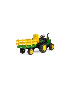 PEG PEREGO JOHN DEERE RC TRACTOR, TRATTORE ELETTRICO CAVALCABILE, TELECOMANDATO, 12V, CON RIMORCHIO, RADIO FM, 169,5X63X68 CM