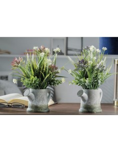 Vaso con Piantine 14x10xH28 cm in 2 Colori – Decorazione Naturale per la Casa