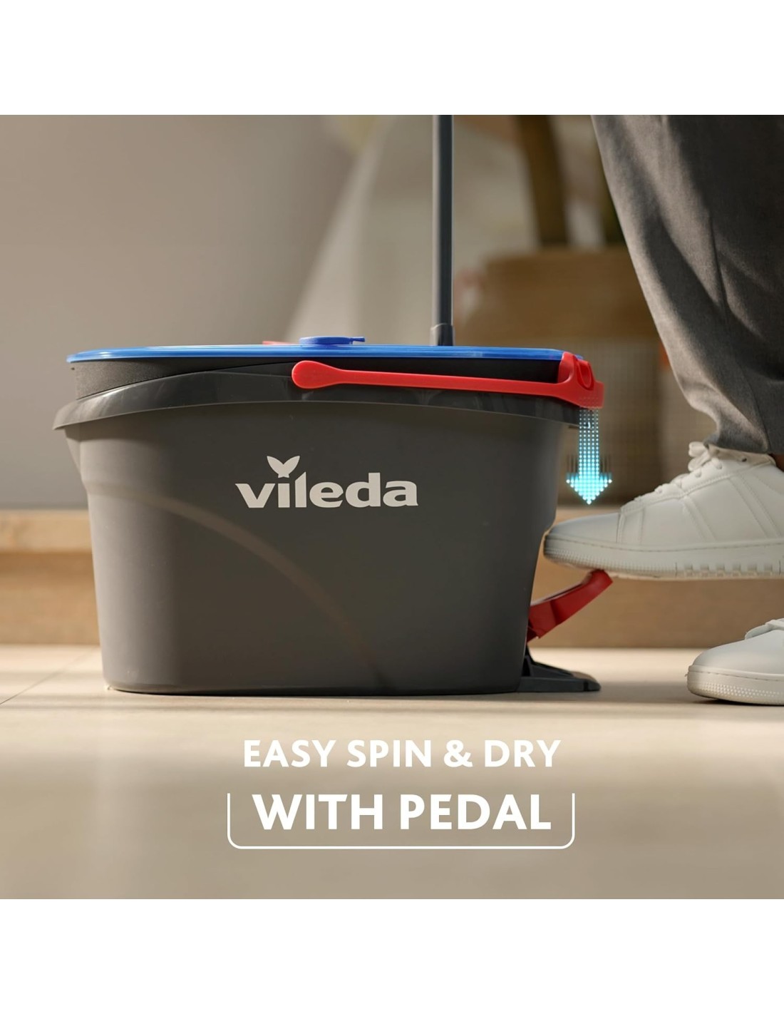 Vileda H2Pro Spin Mop System – Secchio con Strizzatore e Mocio Rotante